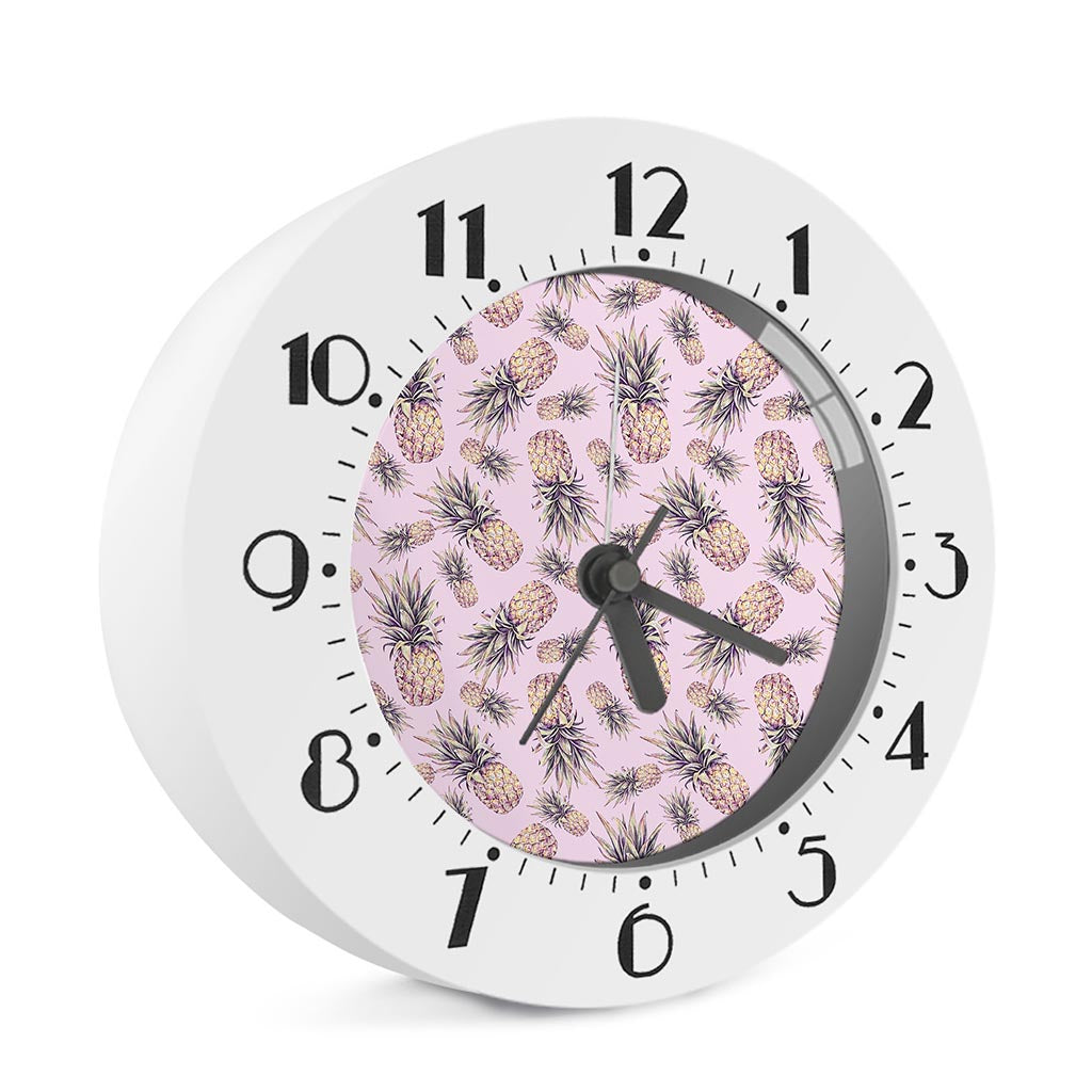 Pink Vintage Pineapple Pattern Print Alarm Clock