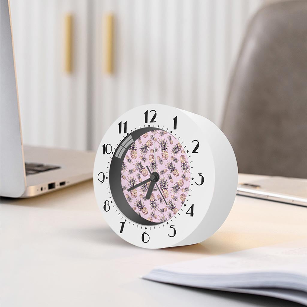 Pink Vintage Pineapple Pattern Print Alarm Clock