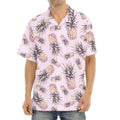 Pink Vintage Pineapple Pattern Print Aloha Shirt