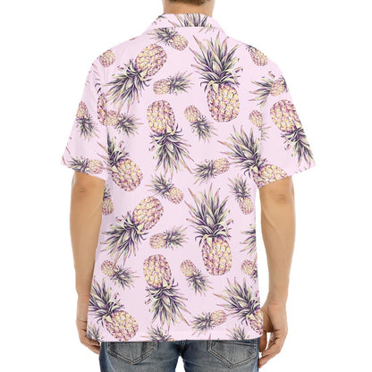 Pink Vintage Pineapple Pattern Print Aloha Shirt