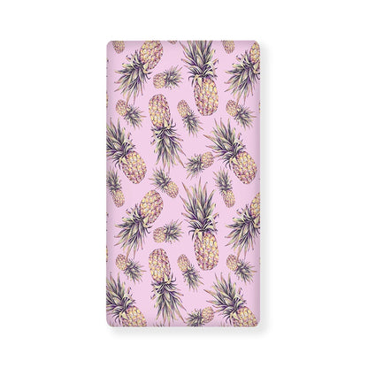 Pink Vintage Pineapple Pattern Print Baby Crib Sheet