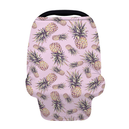 Pink Vintage Pineapple Pattern Print Baby Seat Cover