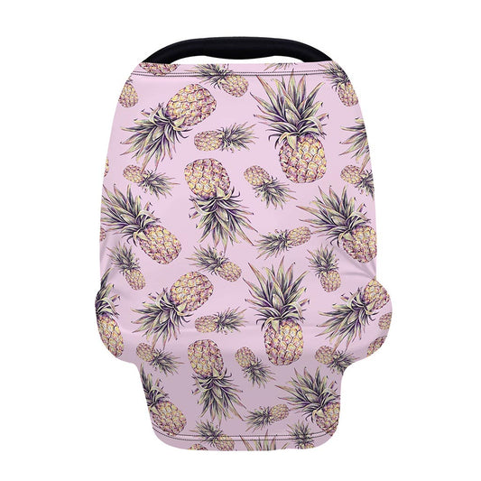 Pink Vintage Pineapple Pattern Print Baby Seat Cover