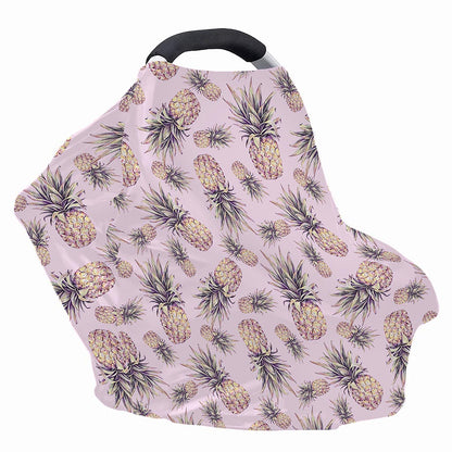 Pink Vintage Pineapple Pattern Print Baby Seat Cover