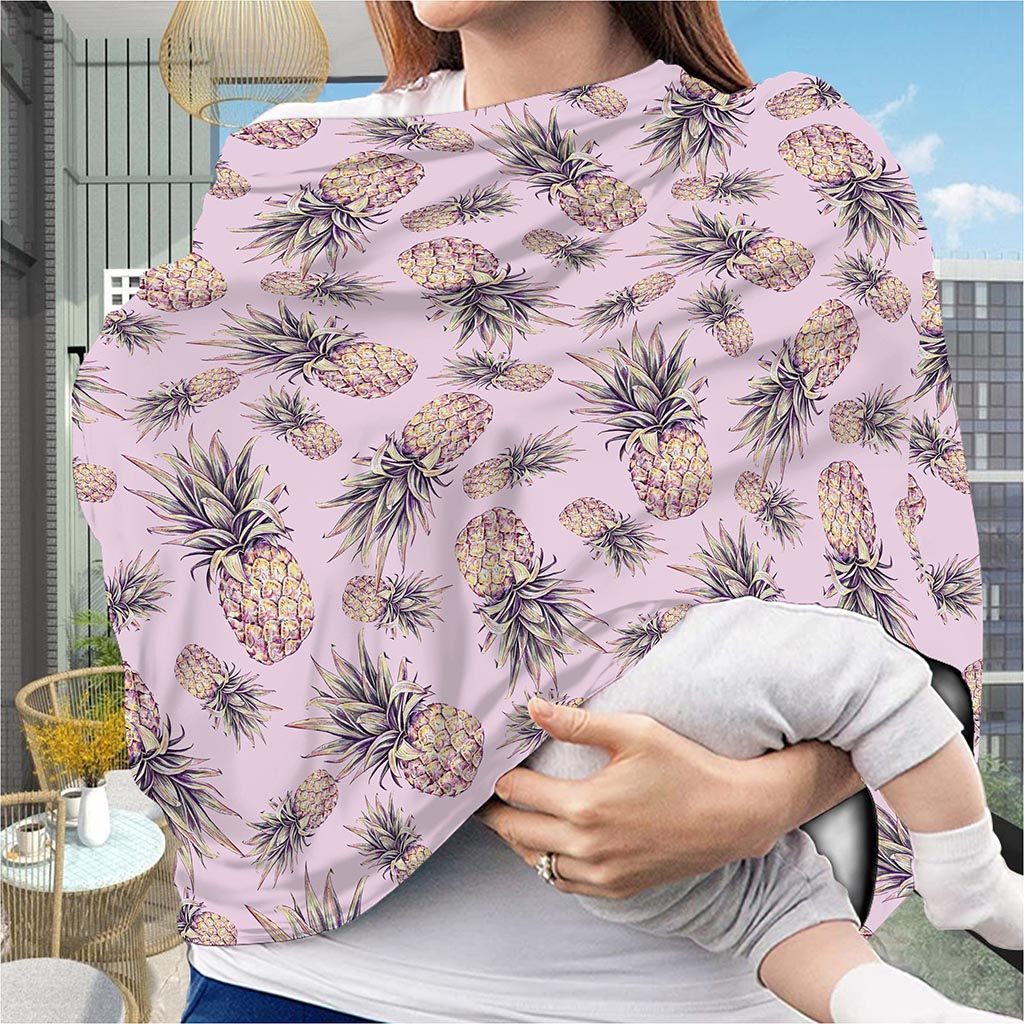 Pink Vintage Pineapple Pattern Print Baby Seat Cover