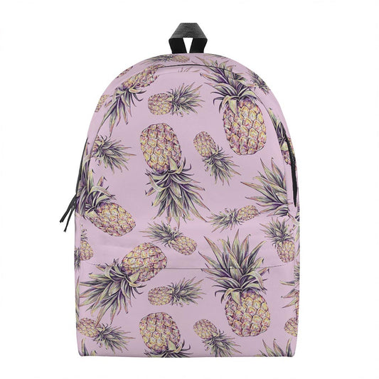 Pink Vintage Pineapple Pattern Print Backpack