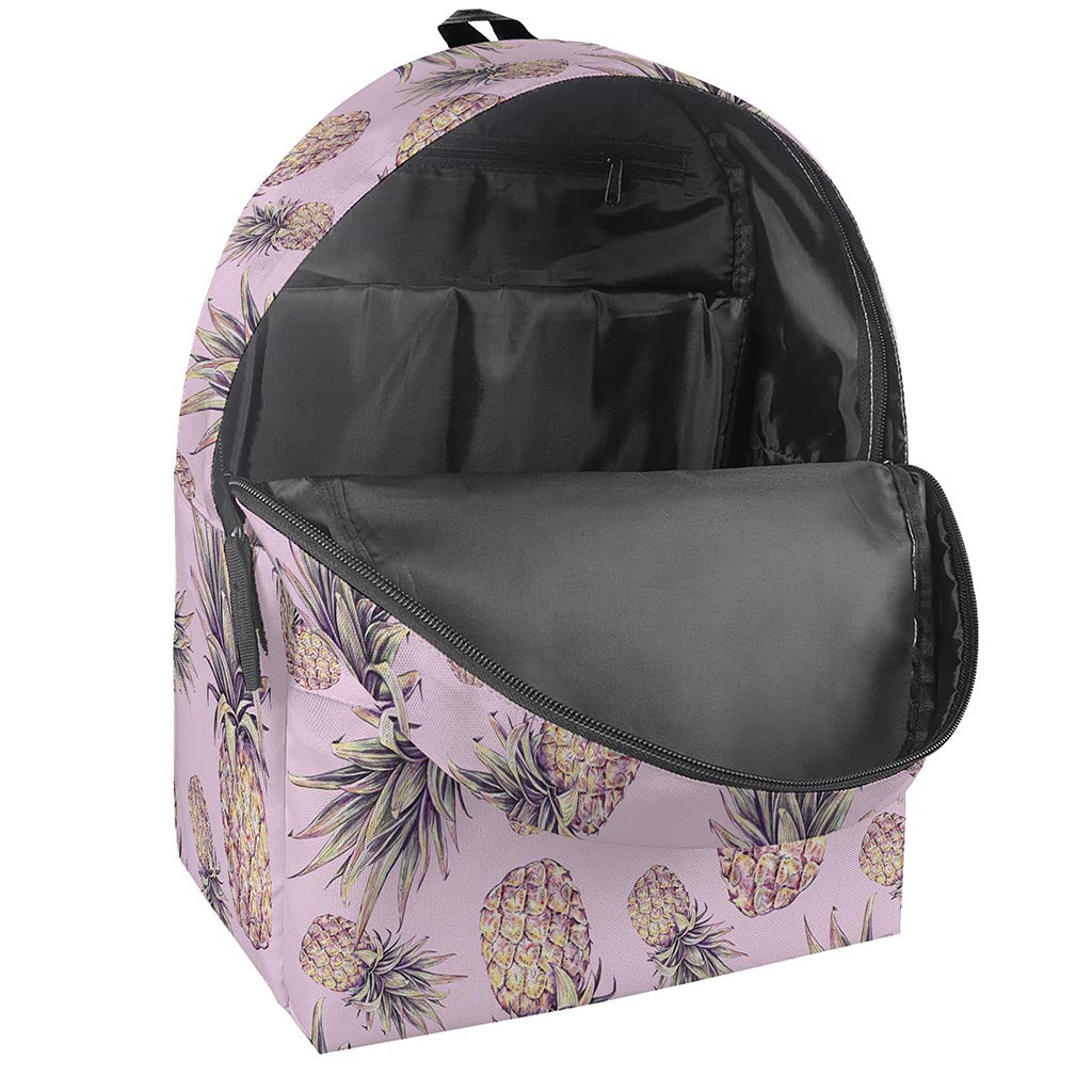 Pink Vintage Pineapple Pattern Print Backpack