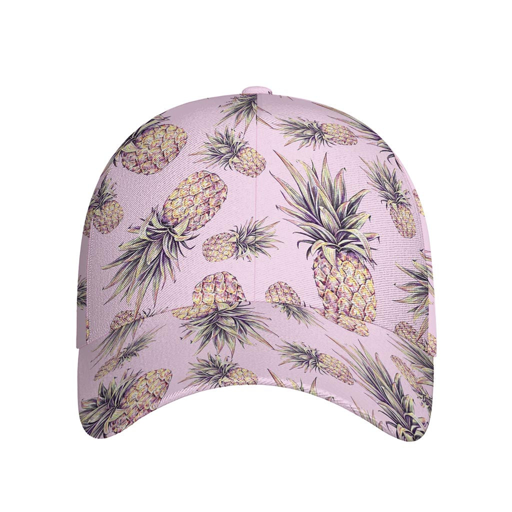 Pink Vintage Pineapple Pattern Print Baseball Cap