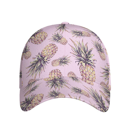 Pink Vintage Pineapple Pattern Print Baseball Cap
