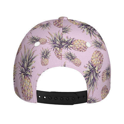 Pink Vintage Pineapple Pattern Print Baseball Cap