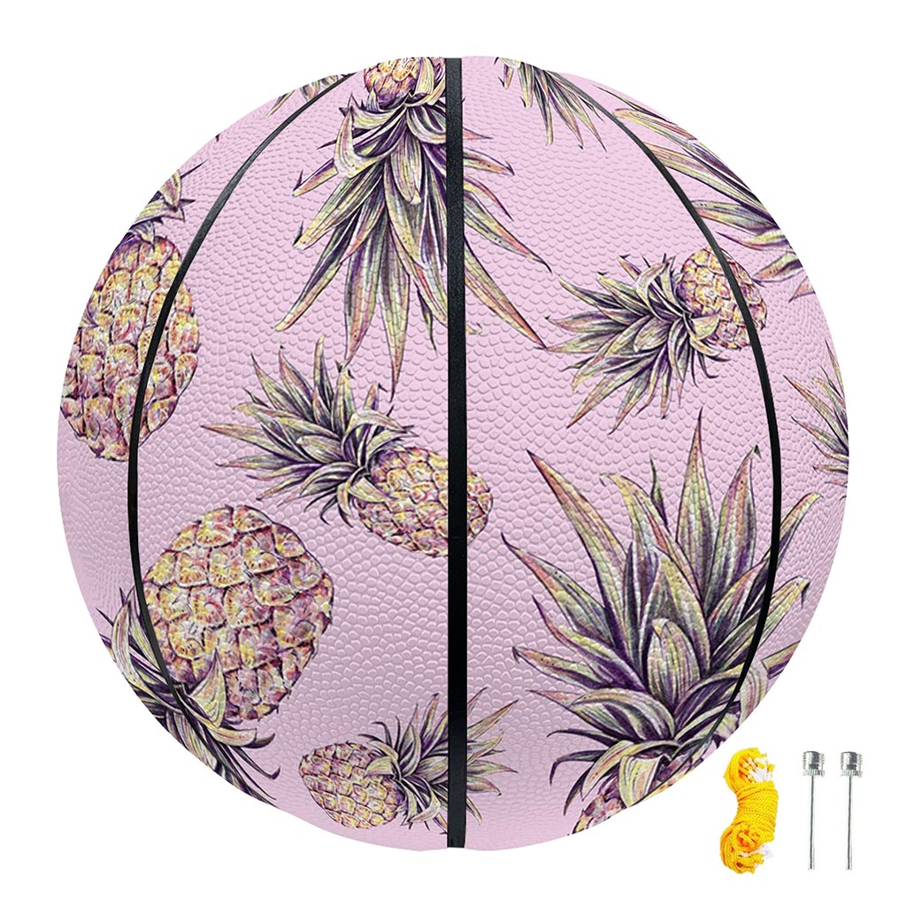 Pink Vintage Pineapple Pattern Print Basketball