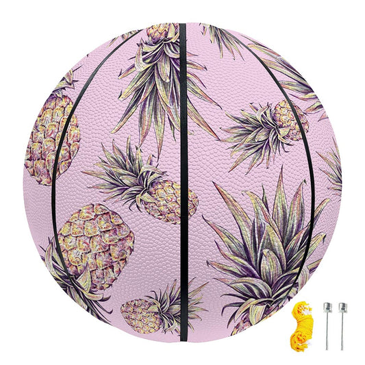 Pink Vintage Pineapple Pattern Print Basketball