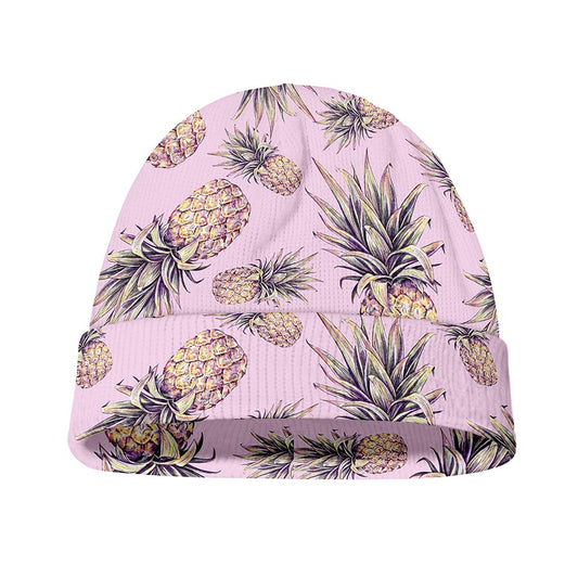 Pink Vintage Pineapple Pattern Print Beanie