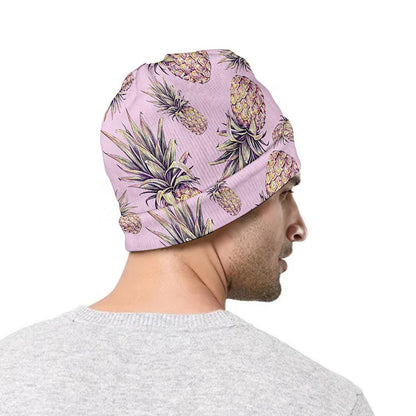 Pink Vintage Pineapple Pattern Print Beanie