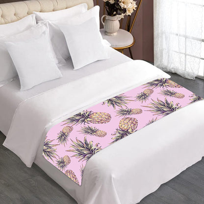 Pink Vintage Pineapple Pattern Print Bed Runner