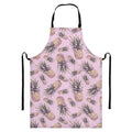 Pink Vintage Pineapple Pattern Print Bib Apron With Pocket