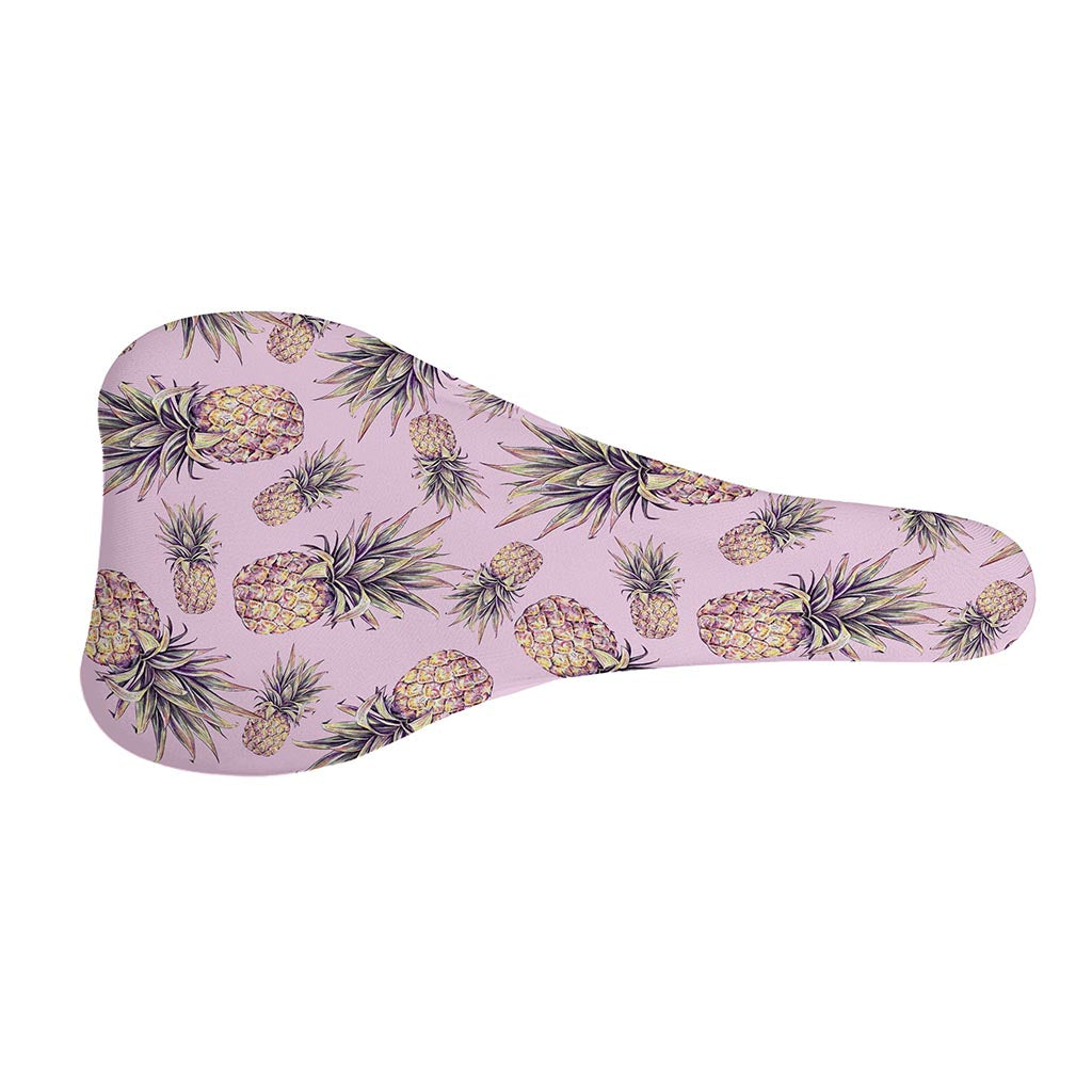 Pink Vintage Pineapple Pattern Print Bicycle Seat Cover