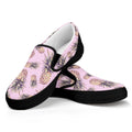 Pink Vintage Pineapple Pattern Print Black Slip On Sneakers