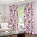 Pink Vintage Pineapple Pattern Print Dimout Grommet Curtains