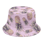 Pink Vintage Pineapple Pattern Print Bucket Hat