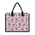 Pink Vintage Pineapple Pattern Print Canvas Tote Bag