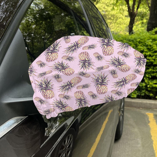 Pink Vintage Pineapple Pattern Print Car Side Mirror Covers