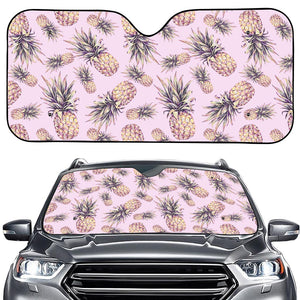 Pink Vintage Pineapple Pattern Print Car Windshield Sun Shade