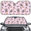 Pink Vintage Pineapple Pattern Print Car Windshield Sun Shade