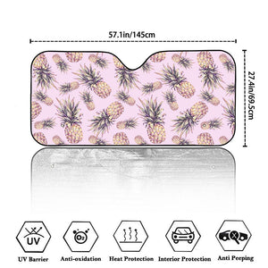 Pink Vintage Pineapple Pattern Print Car Windshield Sun Shade