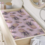 Pink Vintage Pineapple Pattern Print Changing Pad Cover