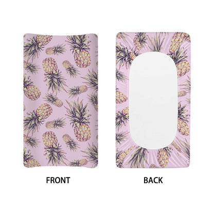 Pink Vintage Pineapple Pattern Print Changing Pad Cover