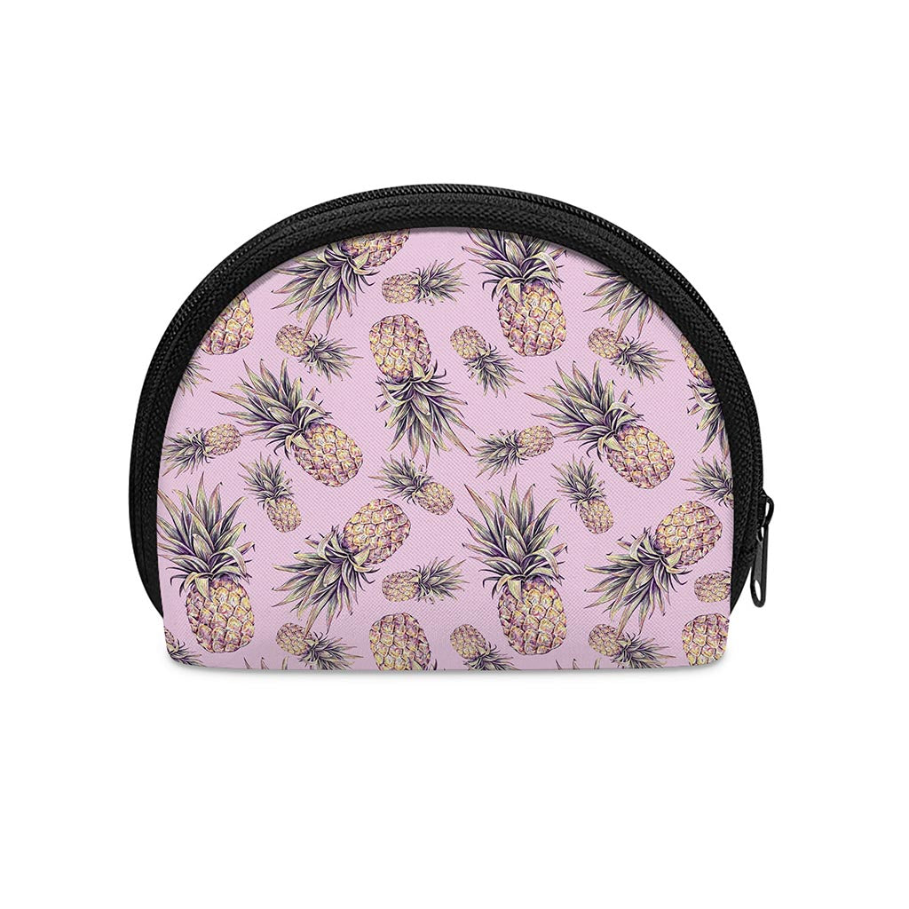 Pink Vintage Pineapple Pattern Print Coin Purse