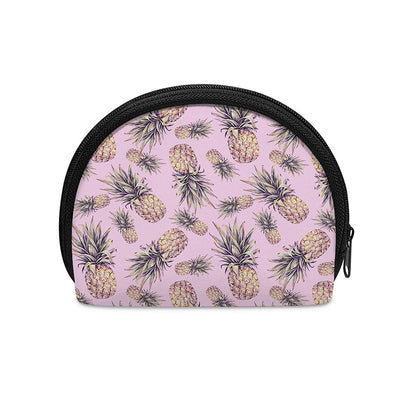 Pink Vintage Pineapple Pattern Print Coin Purse