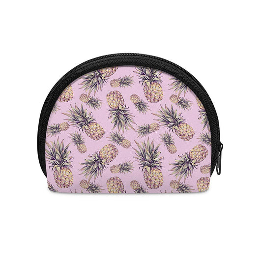 Pink Vintage Pineapple Pattern Print Coin Purse