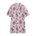 Pink Vintage Pineapple Pattern Print Cotton Hawaiian Shirt