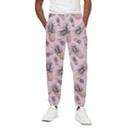 Pink Vintage Pineapple Pattern Print Cotton Sweatpants