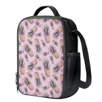 Pink Vintage Pineapple Pattern Print Crossbody Lunch Bag