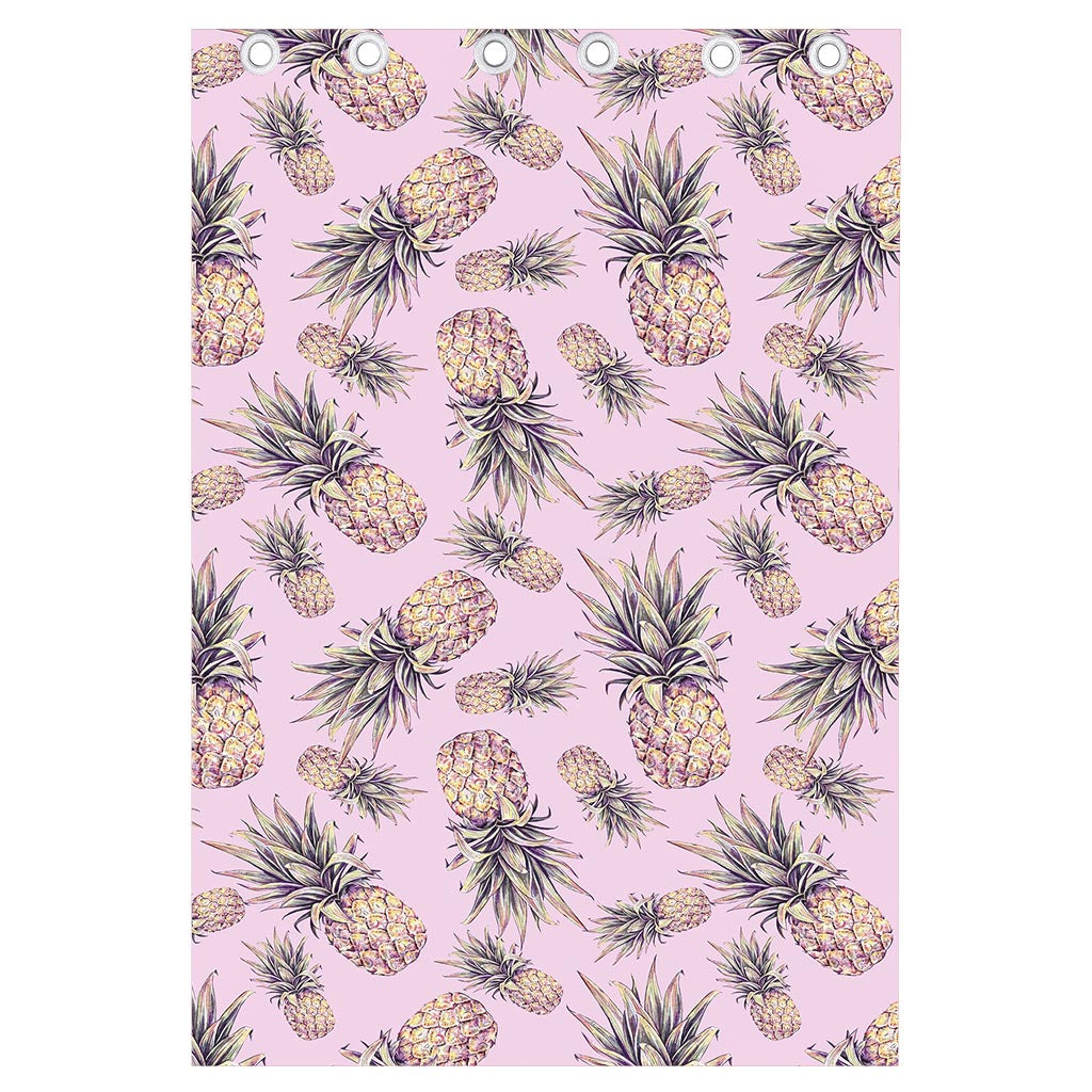 Pink Vintage Pineapple Pattern Print Curtain