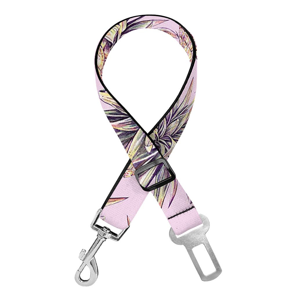 Pink Vintage Pineapple Pattern Print Dog Seat Belt