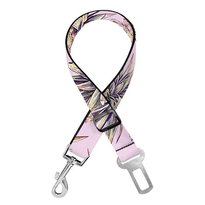 Pink Vintage Pineapple Pattern Print Dog Seat Belt