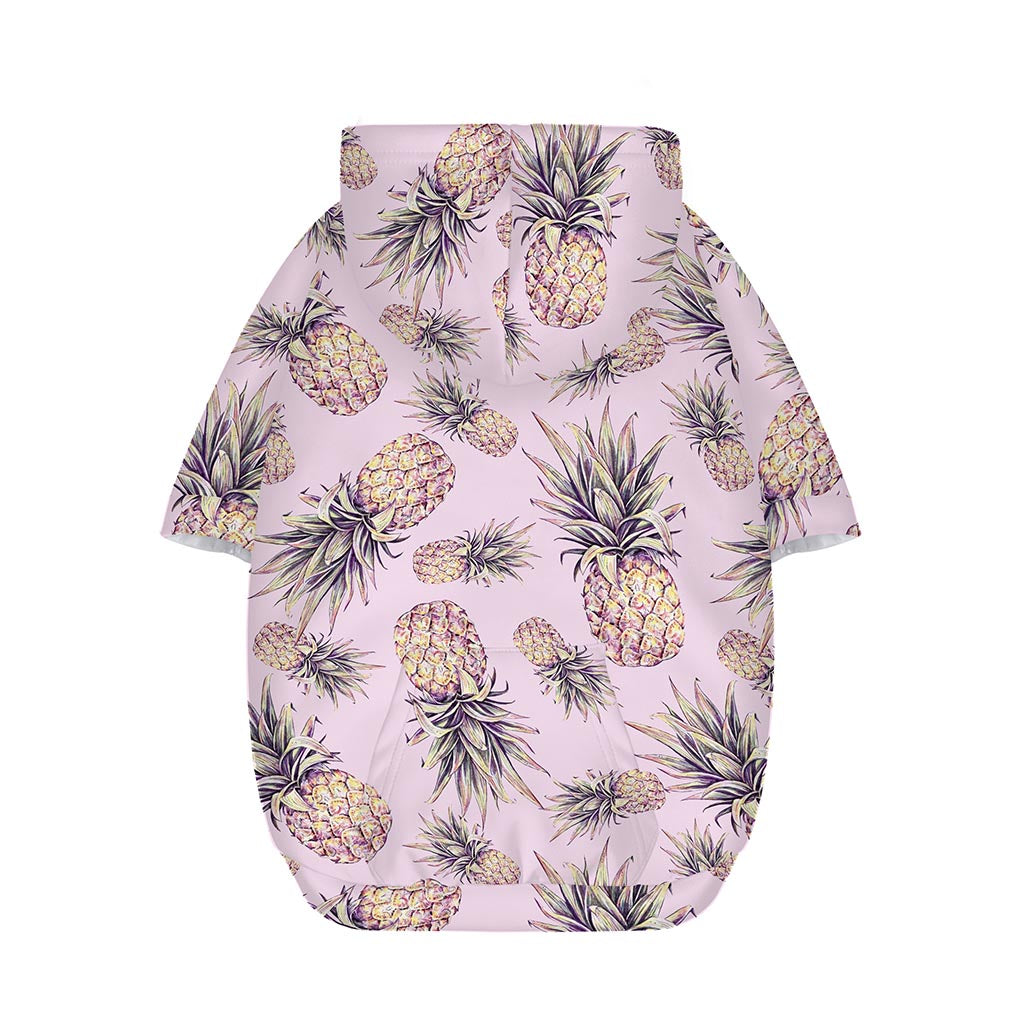 Pink Vintage Pineapple Pattern Print Dog Zip Up Hoodie