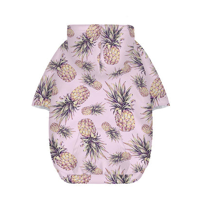 Pink Vintage Pineapple Pattern Print Dog Zip Up Hoodie