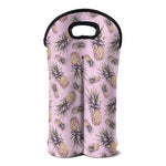 Pink Vintage Pineapple Pattern Print Double Neoprene Wine Tote
