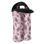 Pink Vintage Pineapple Pattern Print Double Neoprene Wine Tote