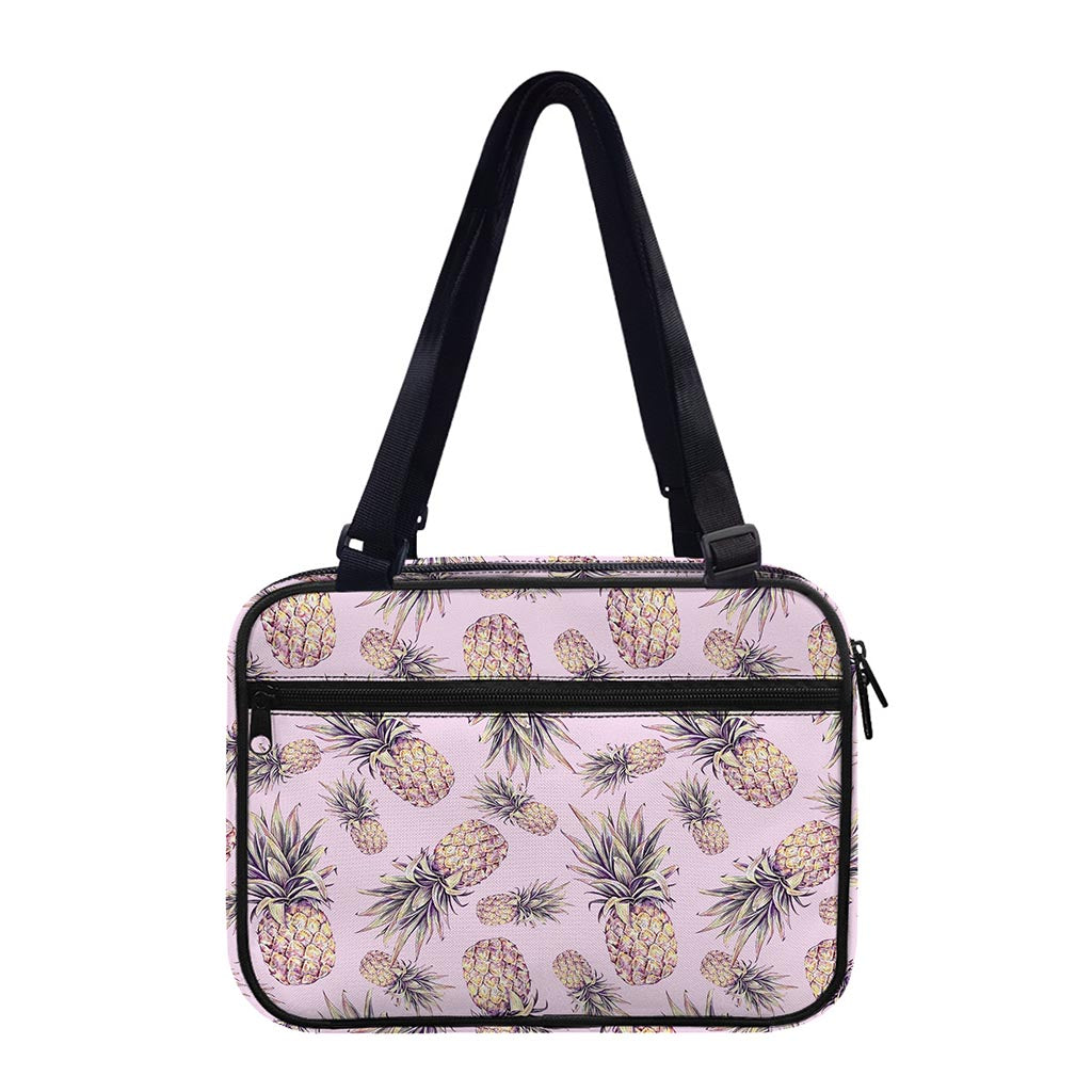 Pink Vintage Pineapple Pattern Print Double Strap Bible Bag