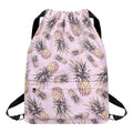 Pink Vintage Pineapple Pattern Print Drawstring Backpack