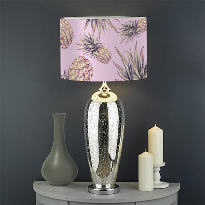 Pink Vintage Pineapple Pattern Print Drum Lamp Shade