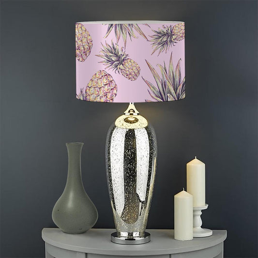 Pink Vintage Pineapple Pattern Print Drum Lamp Shade