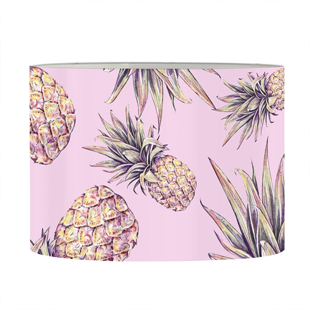 Pink Vintage Pineapple Pattern Print Drum Lamp Shade