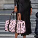 Pink Vintage Pineapple Pattern Print Duffle Bag